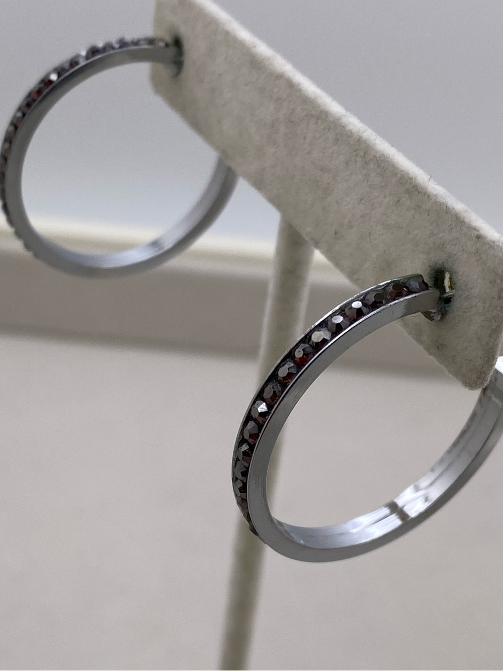 Vintage Silver Hoops with Deep Red Accents